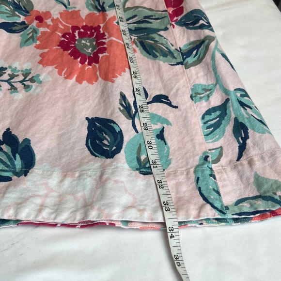 LOFT Linen Blend Floral Print Midi Wrap Spring Flowy Pink & Blue Skirt SZ 6 - Picture 8 of 8